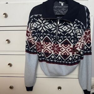 Nordic Pattern Sweater - Black, Red, White